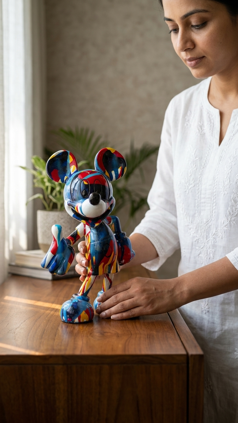 Handcrafted Abstract Mickey Mouse Showpiece – Artistic Character Sculpture