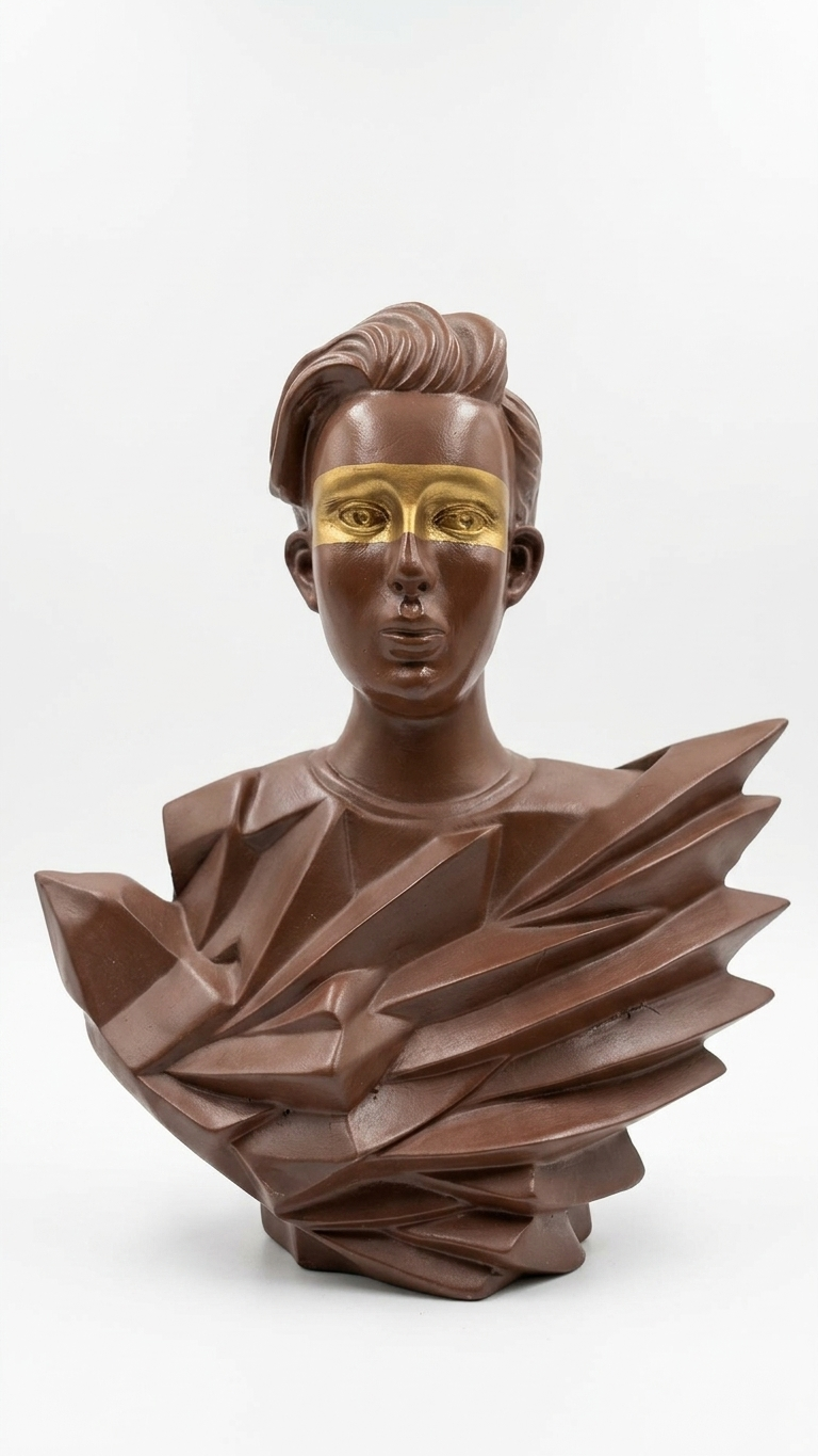 Handcrafted Geometric Gentleman Bust Sculpture – Modern Artistic Showpiece