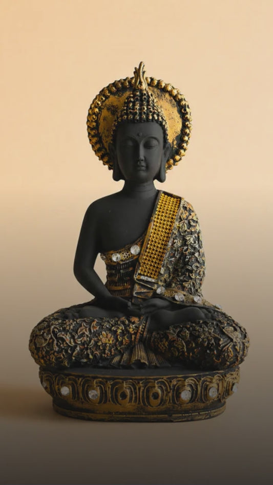 Handcrafted Black Gold Buddha Idol – for Home Decor & Gifting